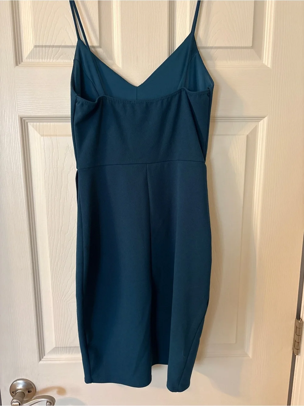 Lulu's Teal thin-Strap Wrap Mini Dress